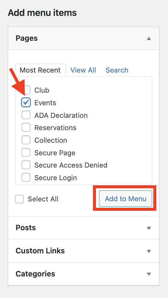 Adding a Menu Item