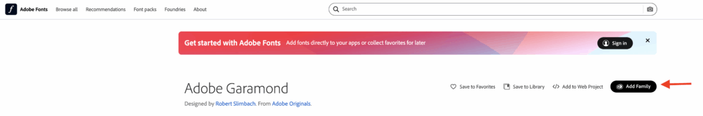 Adobe Fonts add font
