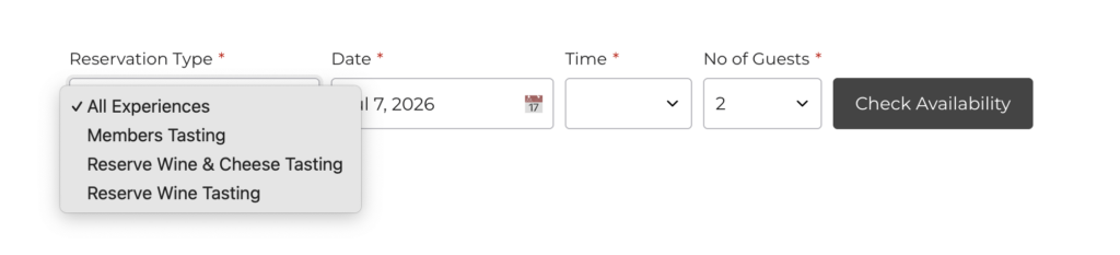 Reservation dropdown