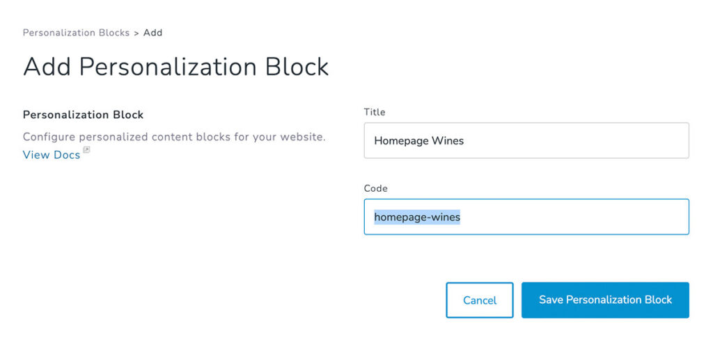 Personalization Block