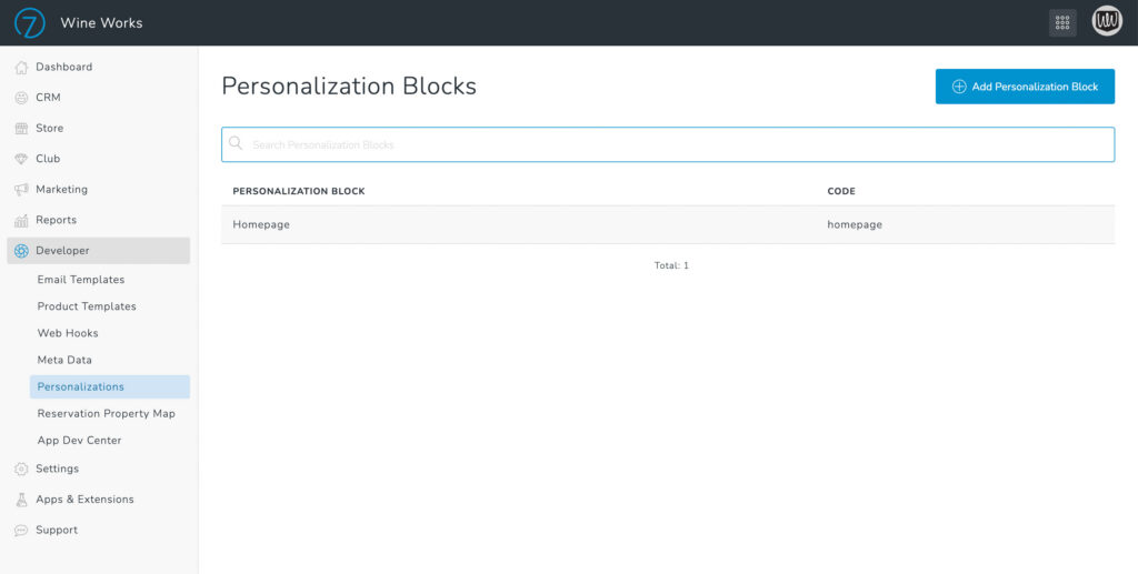 Personalization blocks