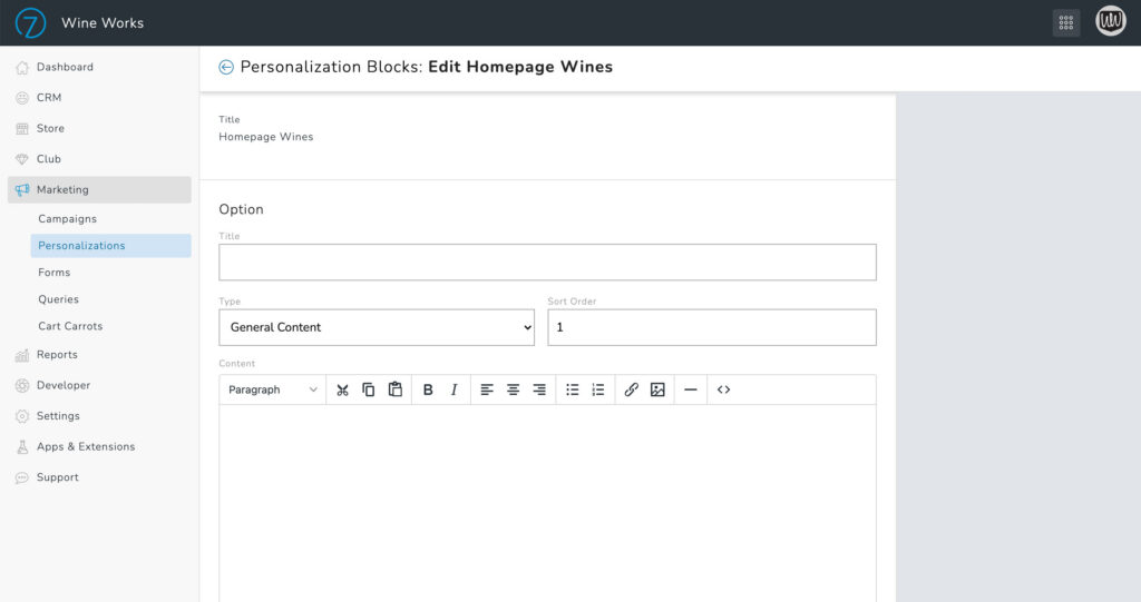 Personalization blocks content